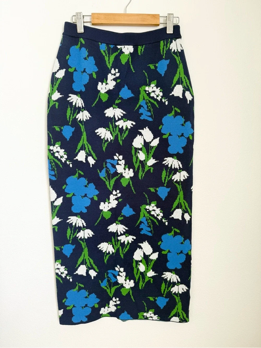 Kate Spade New York Women's Blue Floral Multi Color Midi Knit Skirt Size XS